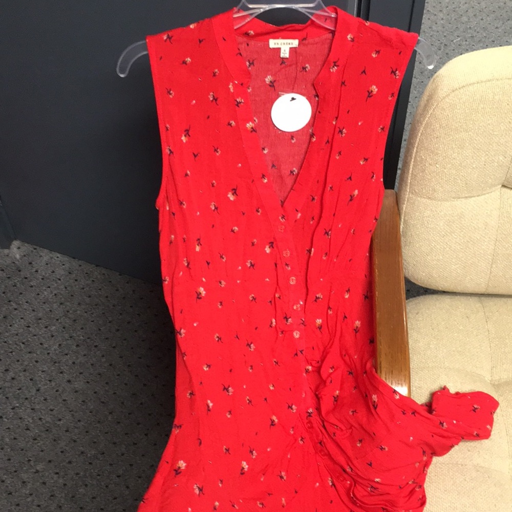 Short floral red sundress